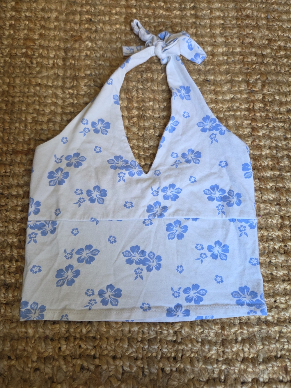 Hollister Blue Floral Halter Tank Top - Lightweight Summer Top